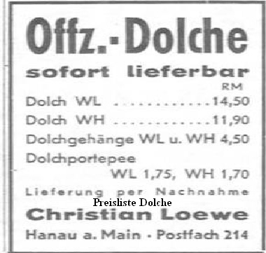 Preise Dolche und Gehnge